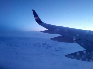 Aerial shot of Greenland. Can't tell where the clouds end and the snow and ice begin!